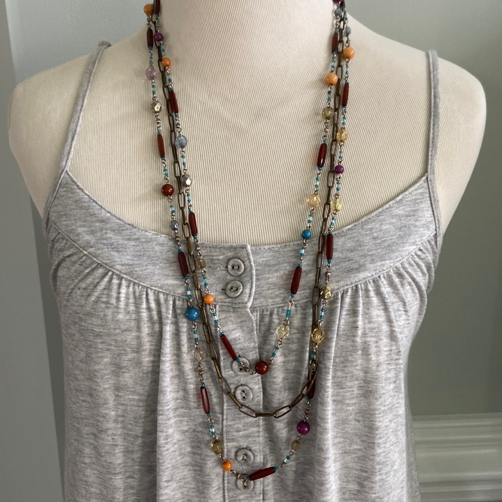 Layered Multi Colored Necklace - Picture 8 of 10